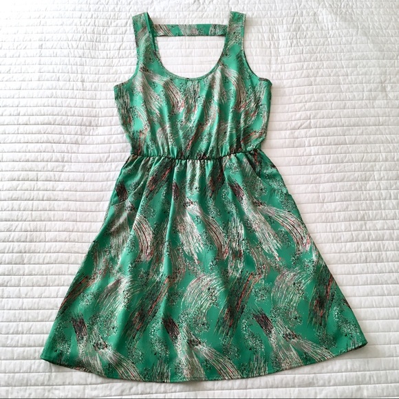 Lush Dress Sz Medium Green print, Sleeveless - Picture 3 of 8